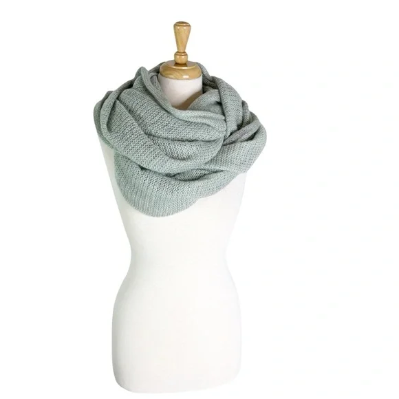 Anthropologie Pins and Needles Infinity Scarf Grey Green NWT - Picture 3 of 9